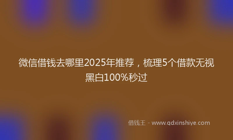 微信借钱去哪里2025年推荐，梳理5个借款无视黑白100%秒过