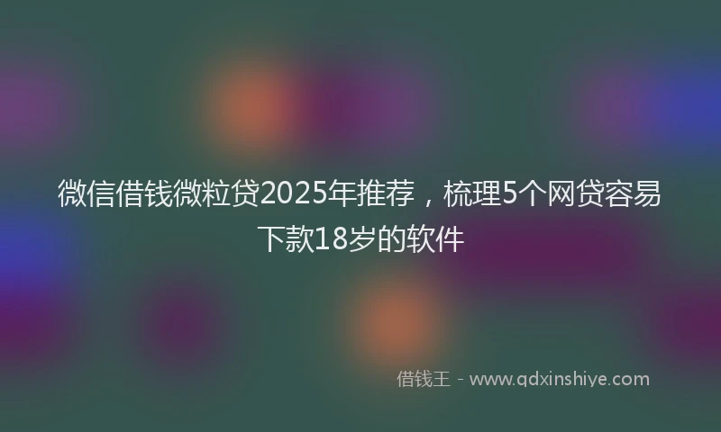 微信借钱微粒贷2025年推荐，梳理5个网贷容易下款18岁的软件