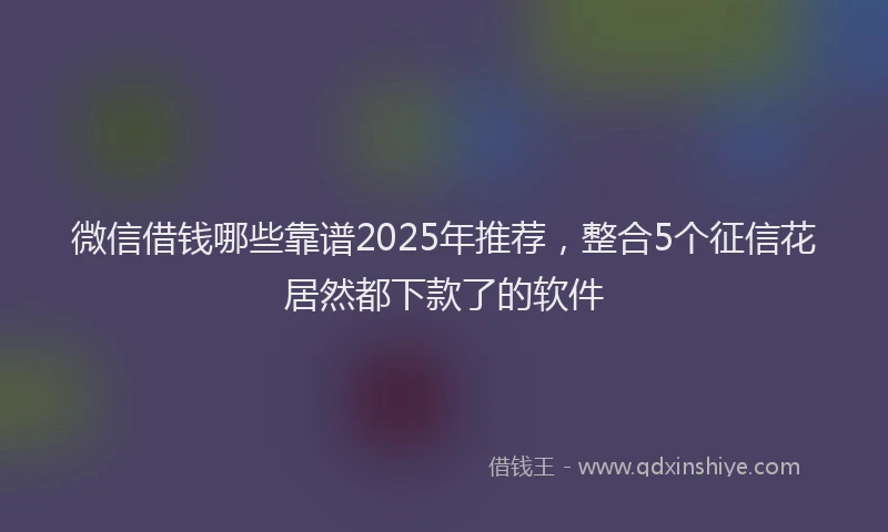 微信借钱哪些靠谱2025年推荐，整合5个征信花居然都下款了的软件