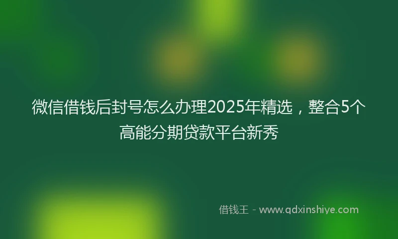 微信借钱后封号怎么办理2025年精选，整合5个高能分期贷款平台新秀
