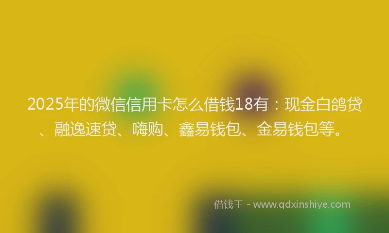 2025年的微信信用卡怎么借钱18有：现金白鸽贷、融逸速贷、嗨购、鑫易钱包、金易钱包等。