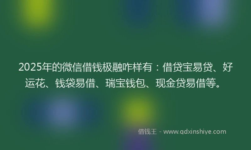 2025年的微信借钱极融咋样有：借贷宝易贷、好运花、钱袋易借、瑞宝钱包、现金贷易借等。