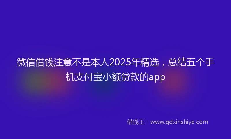 微信借钱注意不是本人2025年精选，总结五个手机支付宝小额贷款的app