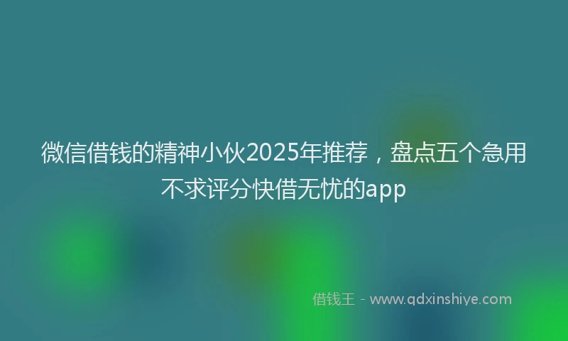 微信借钱的精神小伙2025年推荐，盘点五个急用不求评分快借无忧的app