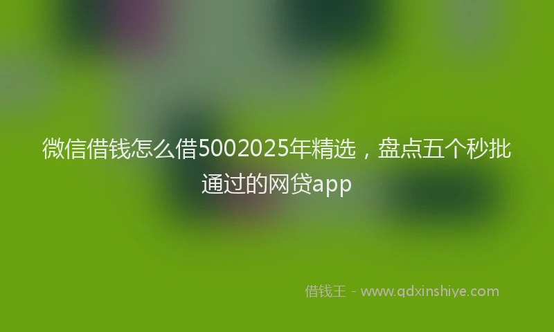 微信借钱怎么借5002025年精选，盘点五个秒批通过的网贷app
