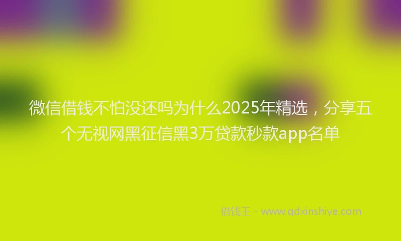 微信借钱不怕没还吗为什么2025年精选，分享五个无视网黑征信黑3万贷款秒款app名单