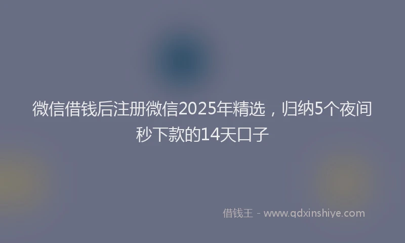 微信借钱后注册微信2025年精选，归纳5个夜间秒下款的14天口子