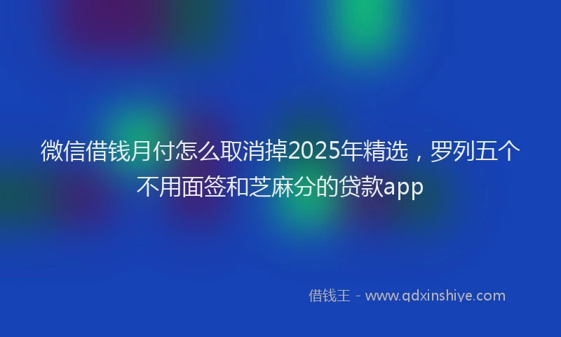 微信借钱月付怎么取消掉2025年精选，罗列五个不用面签和芝麻分的贷款app