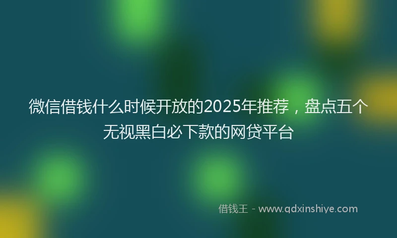 微信借钱什么时候开放的2025年推荐，盘点五个无视黑白必下款的网贷平台