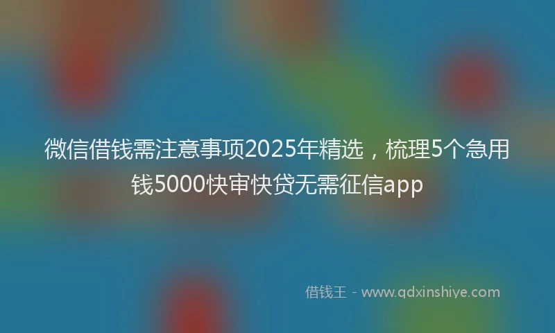 微信借钱需注意事项2025年精选，梳理5个急用钱5000快审快贷无需征信app