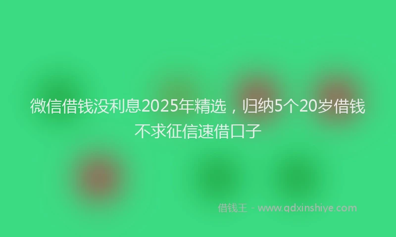 微信借钱没利息2025年精选，归纳5个20岁借钱不求征信速借口子