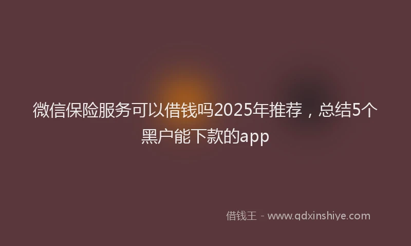 微信保险服务可以借钱吗2025年推荐，总结5个黑户能下款的app