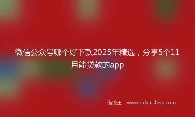 微信公众号哪个好下款2025年精选，分享5个11月能贷款的app