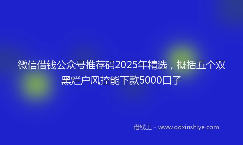 微信借钱公众号推荐码2025年精选，概括五个双黑烂户风控能下款5000口子