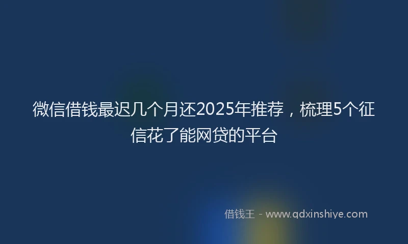微信借钱最迟几个月还2025年推荐，梳理5个征信花了能网贷的平台