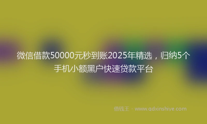 微信借款50000元秒到账2025年精选，归纳5个手机小额黑户快速贷款平台