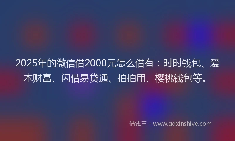 2025年的微信借2000元怎么借有：时时钱包、爱木财富、闪借易贷通、拍拍用、樱桃钱包等。