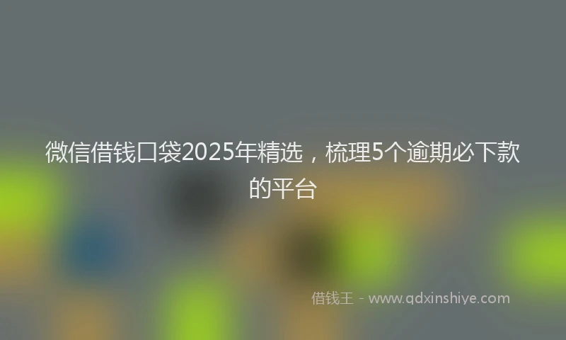 微信借钱口袋2025年精选，梳理5个逾期必下款的平台