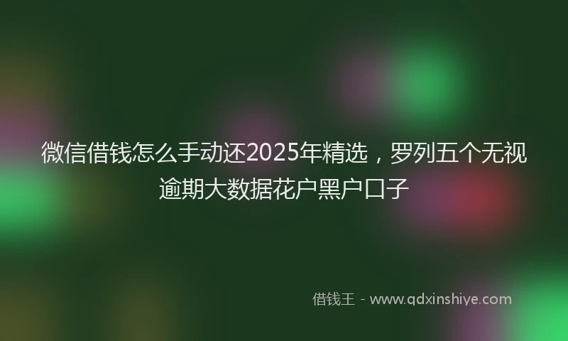 微信借钱怎么手动还2025年精选，罗列五个无视逾期大数据花户黑户口子