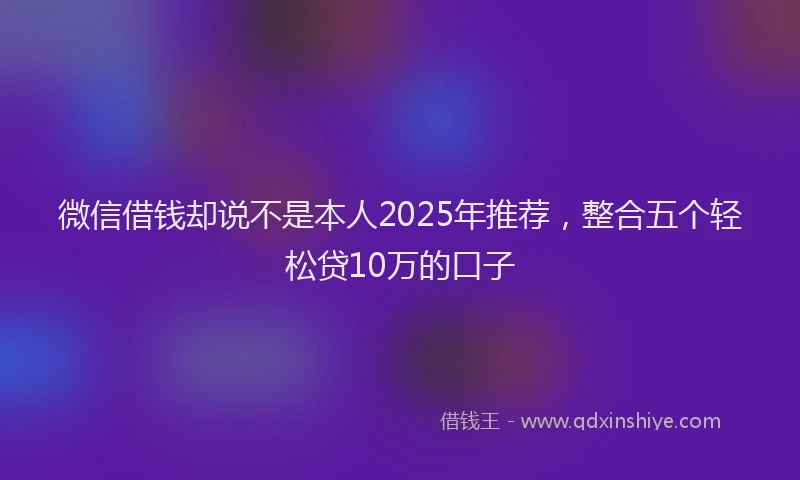 微信借钱却说不是本人2025年推荐，整合五个轻松贷10万的口子