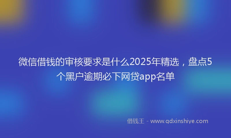 微信借钱的审核要求是什么2025年精选，盘点5个黑户逾期必下网贷app名单