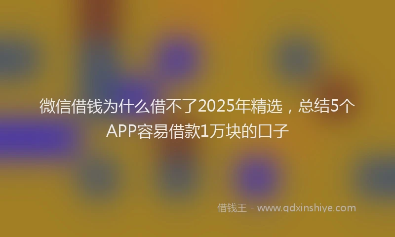 微信借钱为什么借不了2025年精选，总结5个APP容易借款1万块的口子