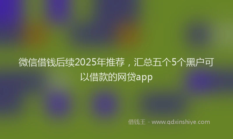 微信借钱后续2025年推荐，汇总五个5个黑户可以借款的网贷app
