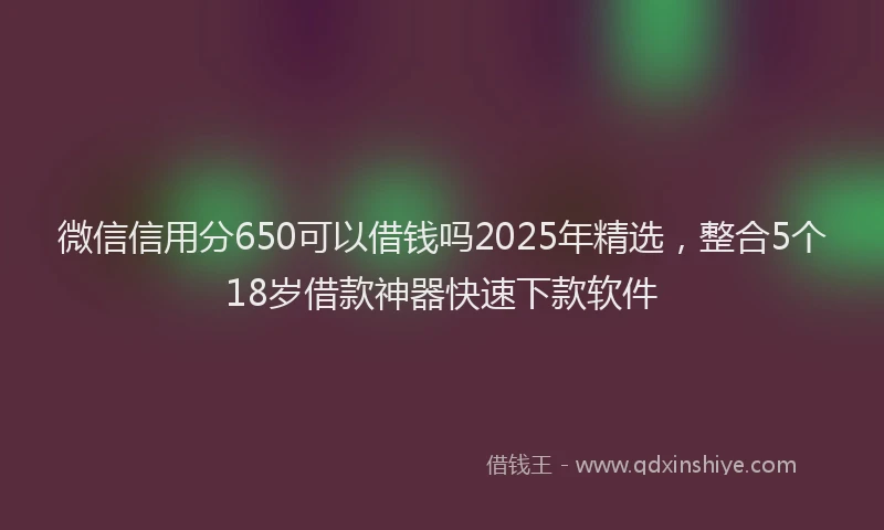 微信信用分650可以借钱吗2025年精选，整合5个18岁借款神器快速下款软件