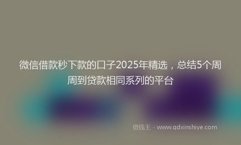 微信借款秒下款的口子2025年精选，总结5个周周到贷款相同系列的平台