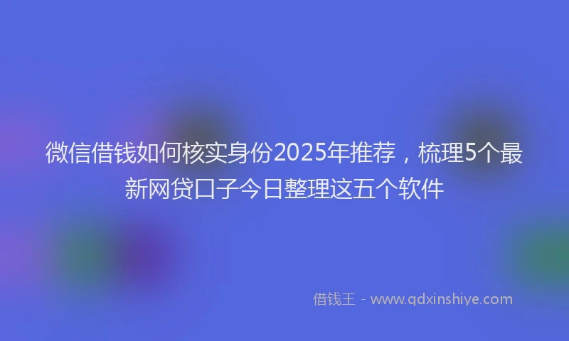 微信借钱如何核实身份2025年推荐，梳理5个最新网贷口子今日整理这五个软件