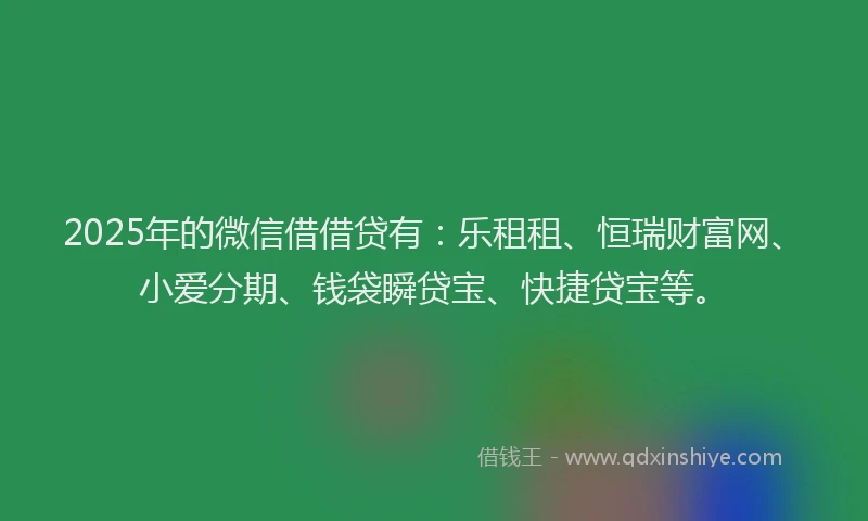 2025年的微信借借贷有：乐租租、恒瑞财富网、小爱分期、钱袋瞬贷宝、快捷贷宝等。