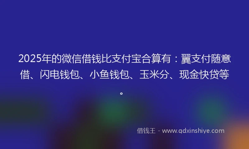 2025年的微信借钱比支付宝合算有：翼支付随意借、闪电钱包、小鱼钱包、玉米分、现金快贷等。
