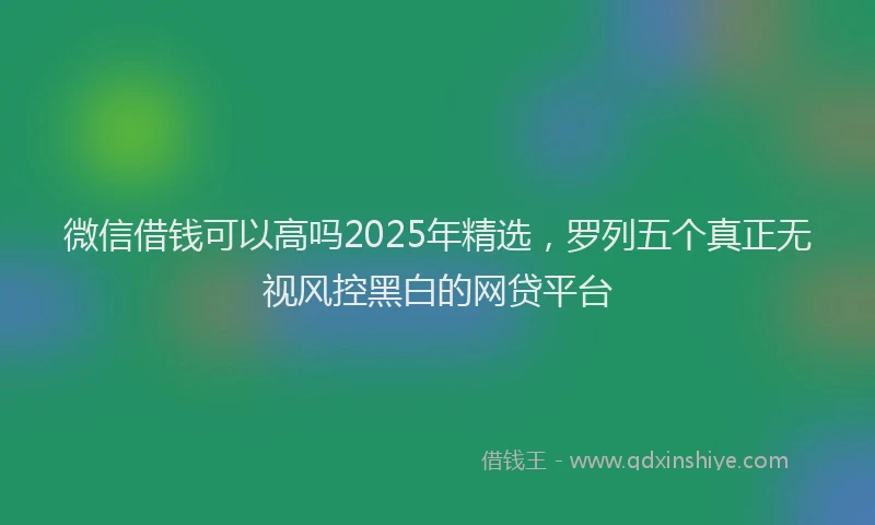 微信借钱可以高吗2025年精选，罗列五个真正无视风控黑白的网贷平台