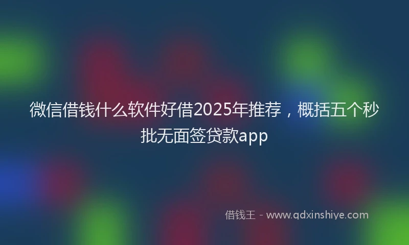 微信借钱什么软件好借2025年推荐，概括五个秒批无面签贷款app
