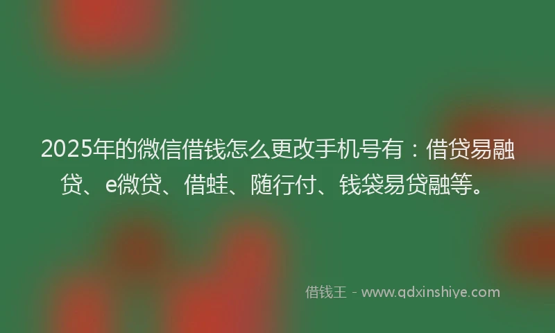 2025年的微信借钱怎么更改手机号有：借贷易融贷、e微贷、借蛙、随行付、钱袋易贷融等。