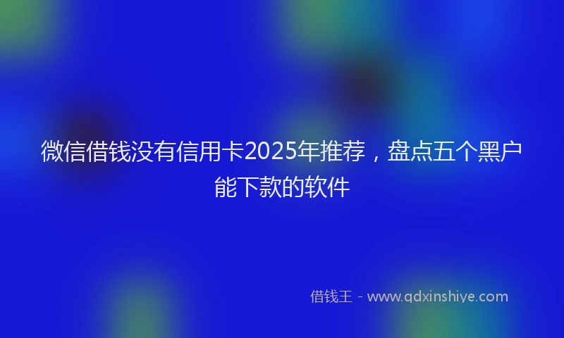 微信借钱没有信用卡2025年推荐，盘点五个黑户能下款的软件