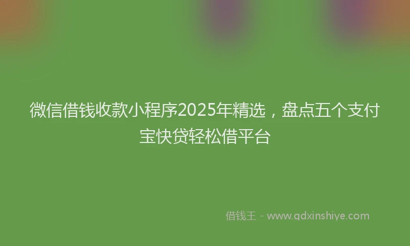 微信借钱收款小程序2025年精选，盘点五个支付宝快贷轻松借平台