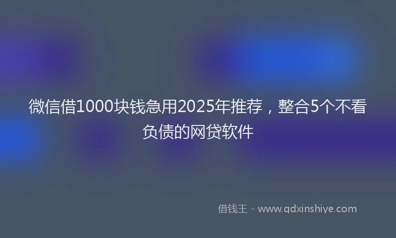 微信借1000块钱急用2025年推荐，整合5个不看负债的网贷软件