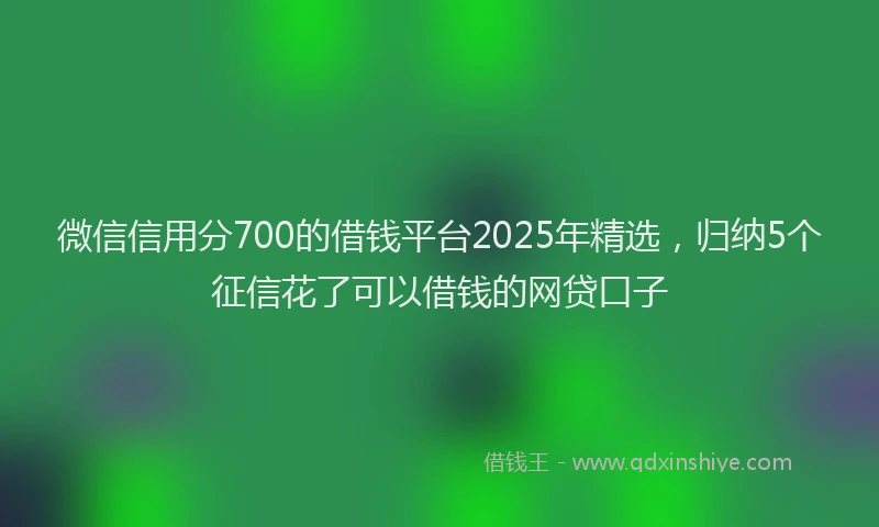 微信信用分700的借钱平台2025年精选，归纳5个征信花了可以借钱的网贷口子