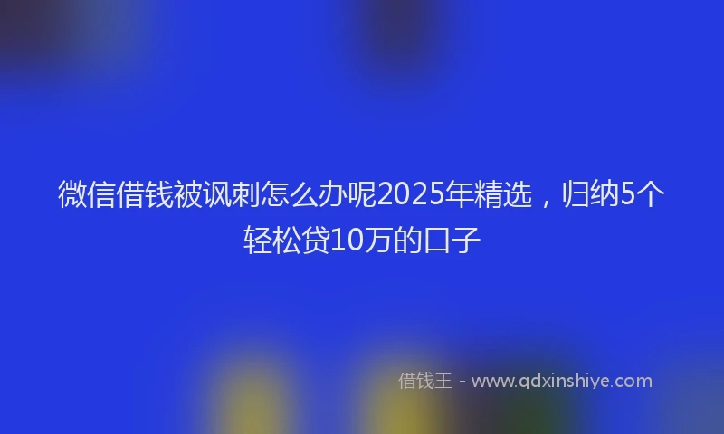 微信借钱被讽刺怎么办呢2025年精选，归纳5个轻松贷10万的口子