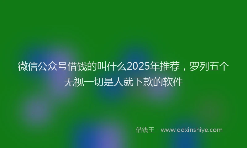 微信公众号借钱的叫什么2025年推荐，罗列五个无视一切是人就下款的软件