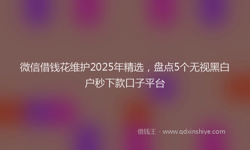 微信借钱花维护2025年精选，盘点5个无视黑白户秒下款口子平台