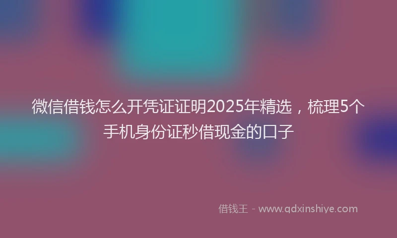 微信借钱怎么开凭证证明2025年精选，梳理5个手机身份证秒借现金的口子