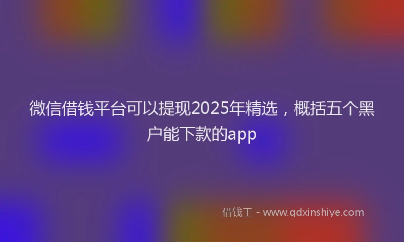 微信借钱平台可以提现2025年精选，概括五个黑户能下款的app