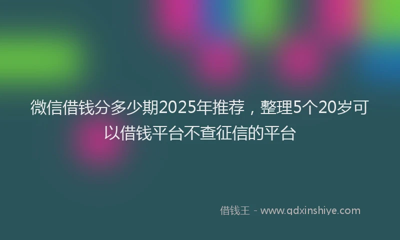 微信借钱分多少期2025年推荐，整理5个20岁可以借钱平台不查征信的平台