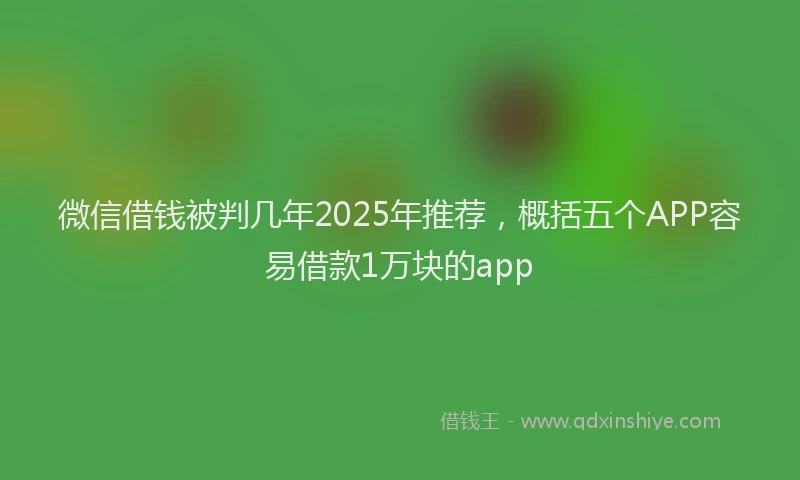 微信借钱被判几年2025年推荐，概括五个APP容易借款1万块的app
