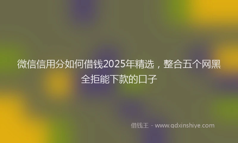微信信用分如何借钱2025年精选，整合五个网黑全拒能下款的口子