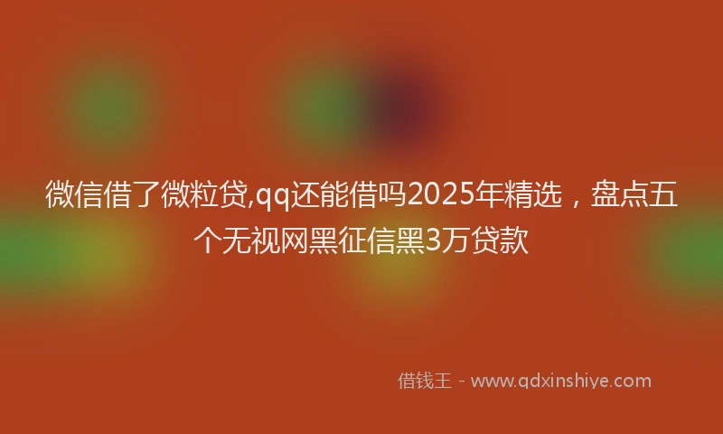 微信借了微粒贷,qq还能借吗2025年精选，盘点五个无视网黑征信黑3万贷款