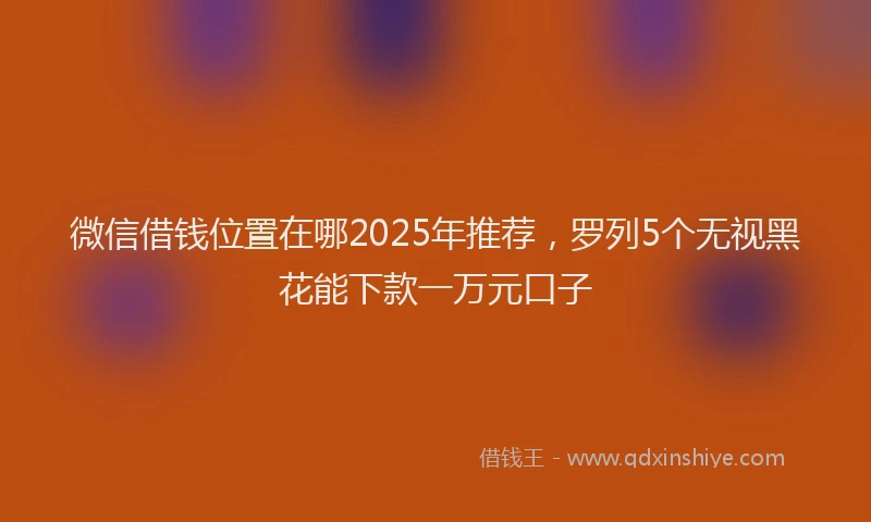 微信借钱位置在哪2025年推荐，罗列5个无视黑花能下款一万元口子