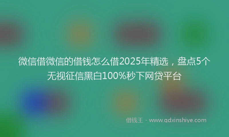 微信借微信的借钱怎么借2025年精选，盘点5个无视征信黑白100%秒下网贷平台